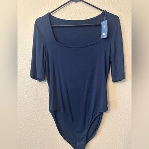 TOD Elegant Navy Blue Women's Top bodysuit size Large NWT